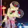 LED Luminous Balloon Rose Bouquet Transparent Bobo Ball Rose Valentines Day Gift Birthday Party Wedding Decoration Balloons EE