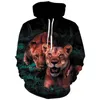 Luvtröjor herr Sweatshirts Tiger 3D-tryckt luvtröja Herrkläder Harajuku Pullover Jackor Rolig Unisex Oversized