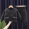 Warm Coat Cute Infant born Baby Girls Solid Clothes Long Pants 2pcs/Set Outfit Cotton Boys Tracksuit 0-5 Years 211025