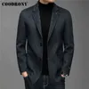 Coodrony 브랜드 겨울 재킷 두꺼운 따뜻한 양모 코트 남성 의류 도착 패션 슬림 맞는 오버코트 비즈니스 레저 정장 C8121 211106