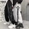Femmes cargo pantalon harem poches latérales noir blanc hip hop mâle décontracté joggers pantalon mode pantalon de street