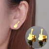 Ze stali nierdzewnej Stadniny Kolczyki Geometryczne Kobiety Mężczyźni Hip Hop Black Star Moon Earring Moda Biżuteria Prezent dla przyjaciela