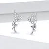 SILVERHOO 925 Sterling Silver per le donne carino fiaba piccolo angelo orecchini semplici gioielli di moda 2021