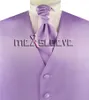 Homem colete de casamento Mens roxo coletes sólidos v-pescoço visto de vestido simples terno formal masculino colete conjunto (colete + cravat + lenço)