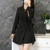 Grande taille M-5XL femmes décontracté couleur unie dames blazer haute qualité automne long noir femme veste costume 210527