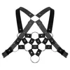 Belts Men Punk Sexy Hollow Up Short Tanks Crop Top PU Leather O-ring Rivets Decor Underwear Crisscross Back Vest Restraint Chest Belt