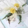 Flores decorativas grinaldas branco artificial alta qualidade de seda dente-de-leão eucalipto híbrido buquê casamento decoração de casa falso