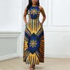 Ethnic Clothing African Clothes For Women Dashiki Print Dress European Plus Size Bazin Rich Sleeveless Fashion Round Neck Maxi Vestido