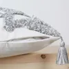Coussin / oreiller décoratif décor à la maison gris blanc housse de coussin 45x45cm/30x50cm glands touffetés pour canapé-lit chaise banc salon