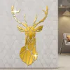 Geometric Deer Head Acrylic Mirror Stickers Hunting Modern Home Decor Antler Deer Head Wall Art Stickers Decal Deer Hunters Gift 210310