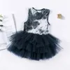 Meisjes tutu jurk mode stropdas kleurstof mesh ballet prestaties kinderen romper voor 2 3 4 5 6 jaar 2021 nieuwe zomer kinderkleding q0716