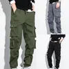 Pantalons pour hommes Hommes Casual Couleur Solide Multi Poches Cordon Taille élastique Pantalon d'automne pour l'école Vêtements masculins