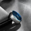 Somen 8mm Nastro spazzolato Tungsteno Blu Intarsio Fede nuziale Fidanzamento Amore Anelli Moda Uomo Gioielli Bague Homme