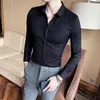 Mode Höst Vinter Men Skjortor Broderad Långärmad Casual Shirt Mäns Slim Business Anti-Wrinkle Formal Dress Shirts 210527