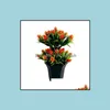 Contrôles de fête festive Supplies Home Garden Set Artificial Flower Mti-Color Réaliste Simation Bouquet Fausses plantes Potted for Table Desk Deco