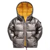 ファッション男の子のコート冬のジャケットの子供たちダウンコットンコート防水スノースイートピンクゴールドシルバーフード付きパーカーガールズ211203
