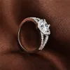 Romantische runde zirkon herz ring frauen hochzeit 18k weiß gold gefüllt exquisitive fingerband schmuck