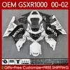 OEM Body Kit для Suzuki GSXR 1000 CC GSXR-1000 01-02 Кузов 62Но.13 GSXR1000 K2 1000CC 2001 2002 2002 GSX-R1000 GSX R1000 00 01 02 Формаги для инъекций Белый черный