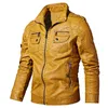 Heren Lederen Jassen Winter Fleece Casual Motorfiets Jas Fietser Lederen Jassen Europees Windbreaker Echt leren jas 211222