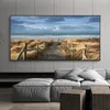 Strand Landschap Canvas Schilderij Indoor Decoraties Houten Brug Wall Art Pictures Voor Woonkamer Home Decor Zee Zonsondergang Prints241q