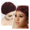 Krótki Afro Kinky Kędzierzawy Peruka Dla Czarnych Kobiet Allure Naturalne Ludzkie Włosy Peruka Tanie Maszyna Made Wig Brown Kolor 100% Human Hair S0826