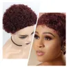 Kort Afro Kinky Curly Wig För Black Women Allure Naturlig Human Hair Wig Billiga Maskin Tillverkad Wig Brun Färg 100% Human Hair S0826