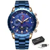 Lige Mens orologi orologio impermeabile in acciaio inox uomo moda sport orologio al quarzo orologio uomo affari data orologio relojes hombre + box 210527