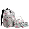 Designer-3-teiliger Rucksack für Damen, Blumendruck, Rucksäcke, College-Schultaschen für Mädchen im Teenageralter, Büchertasche, Laptop-Rucksack, Reise-Tagesrucksack
