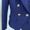 Women's Suits Est 2023 Classic Designer Jacket Silver Lion Buttons Double Breasted Slim Fit Textured Blazer & Blazers