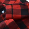 Baby katoen plaid shirt kids lange mouwen jongens meisjes rood zwarte blouse kinderen kraag kraag mode outfit kleding CL5117 210306