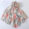 Foulard Hijab en coton froissé, châles floraux, Pashmina musulman, grande taille, tête plissée, longues enveloppes douces, foulards islamiques