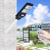 Allt i en sol lampor Svart 30W / 60W / 90W Vattentät LED-lampor Street Light Outdoor Lighting PIR Motion Sensor Timing Lamp Funktion + Poles och fjärrkontroll