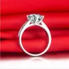 Solid Platinum PT950 2CT Moissanite Diamond Women Engagement Ring Statement Gift Beautiful Box White Gold Finger Jewelry4976373