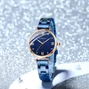 Женские часы Crrju моды роскошный синий для повседневных водонепроницаемых кварцевых дам из нержавеющей стали Relogio Feminino 210616