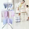 Laundry Bags Folding Transportable Stand Drying Rack 2 Tier Tripod Clothes Hanger
