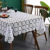 Tabela Pano Branco Flor Lace Toalha de Tablecloth Moderna Mão Simples Hollowed Out House Decorative Tea Square