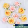 Couronnes de fleurs décoratives 5pcs 10cm tête artificielle soie rose fleur pour mariage décoration de la maison faux bricolage guirlande scrapbook fournitures1