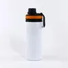 Sublimazione Alluminio Blanks Bottiglie d'acqua 600ML Bollitore resistente al calore Sport Cup Tazze con coperchio bianco con manico all'ingrosso