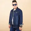 Men Dark Blue Print Denim Jackets Outerwear Casual Loose Jeans Coats Large Size M-8XL For 145kg Fat Guy Veste Pour Hommes