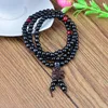 Neueste kommen Stränge Sandelholz geschnitzt Buddha Gebet Perlen Armbänder 108pcs 6mm Perle 55cm Länge Holz Armband Band Geschenk