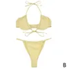 Traje de Yoga para mujer Sexy Micro Bikini con estampado de rayas de corte alto brasileño Push-up traje de baño ropa de playa Tanga de baño L5J01