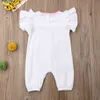 Sommarblomma babyflickor kläder födda spädbarn Ruffles Rompers Jumpsuit Playsuit kostymer 210816