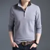 Toppklass Fashion Men Polo Shirt Solid Color Slim Fit Polo Men Long Sleeve Mercerized Cotton Casual Polos Shirt Mens M-4XL 210308