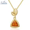 LAMOON925 Sterling Silver Necklace For Women Citrine Gemstone Necklace 14K Gold Plated Fine Jewelry Leaf S925 LMNI012 Q0531