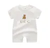 Été Bébé Garçons Filles À Manches Courtes Barboteuses Lettres Imprimé Infantile Coton Dessin Animé Ours Combinaisons Belle Toddler Onesies Vêtements Pour Enfants