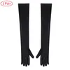 Fünf Fingerhandschuhe 1 Paar Schwarze Seidensatin Brauthandschuhe Hochzeit Party Braut Mode Pailletten Bohren Frauen Full267S