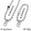 Mode Vrouwen Mannen Zilveren Kleur Goud Roestvrij staal Ronde Lock Key UNO 50 Bal Bead Armband Ketting Sieraden Sets