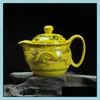 Teapots Teapots Teaware Kitchen Dining Bar Domowy ogród Chiński Kung Fu Porcelain Teapot z infuzorem ręcznie robiony smok kwiat puer herbaty