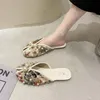 Обувь Fashion 2021 Slippers Summer Flat Sware Женская корейская версия водяной буриль жемчужина мелкая тапочка женщины квартира 5