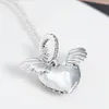 100% argento sterling 925 fascino ala d'angelo con ciondolo in cristallo amore adatto Pandora collana bracciale donna gioielli fai da te Q0531